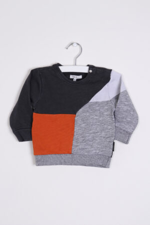 Grijs-oranje sweater, Noppies, 74